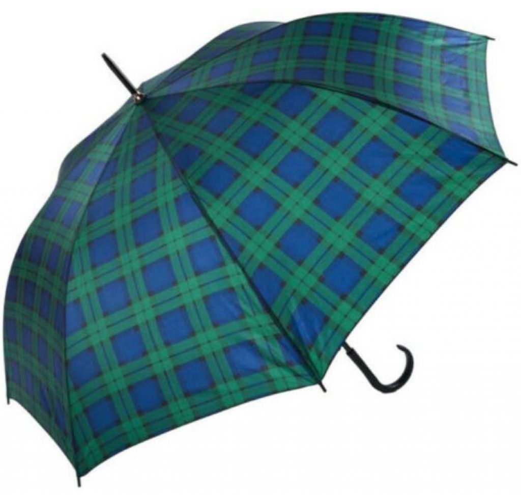 green tartan walking brolly