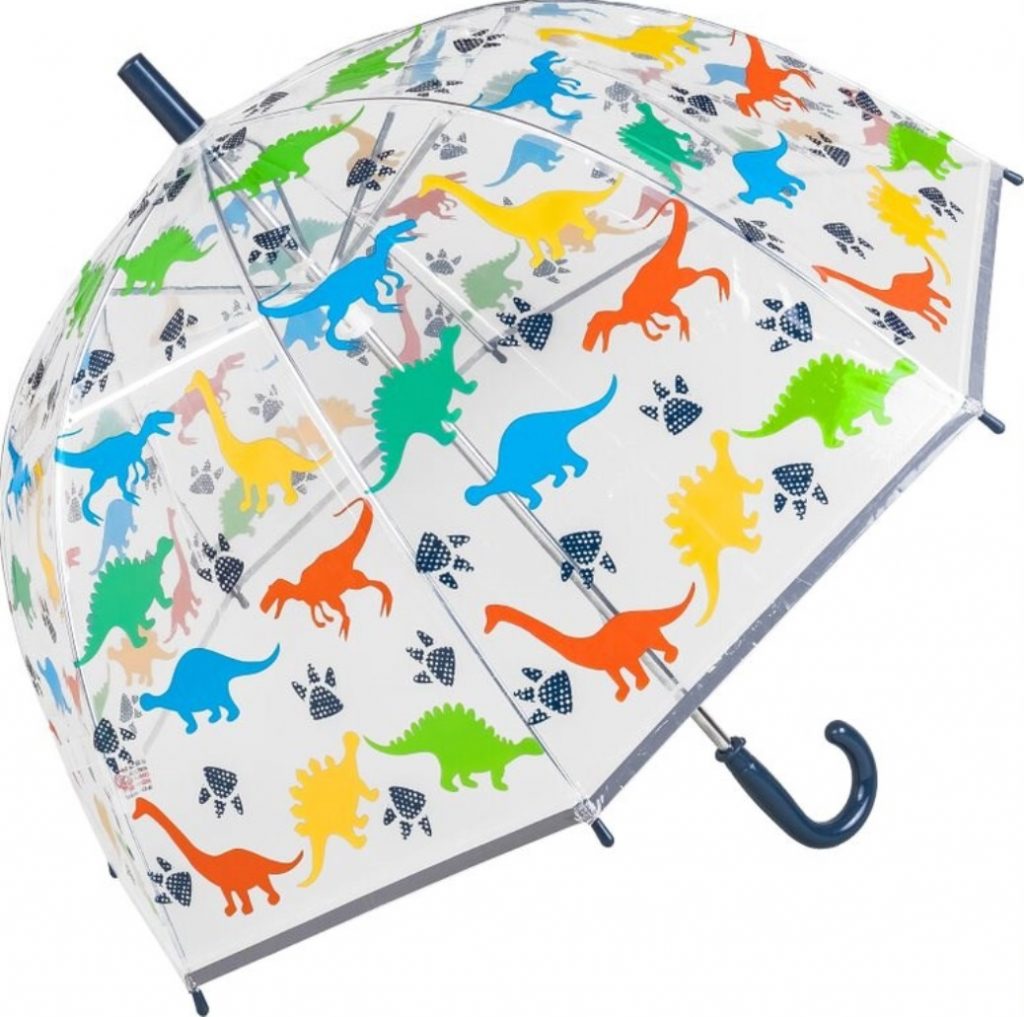 CHILDRENS DINOSAUR CLEAR DOME UMBRELLA