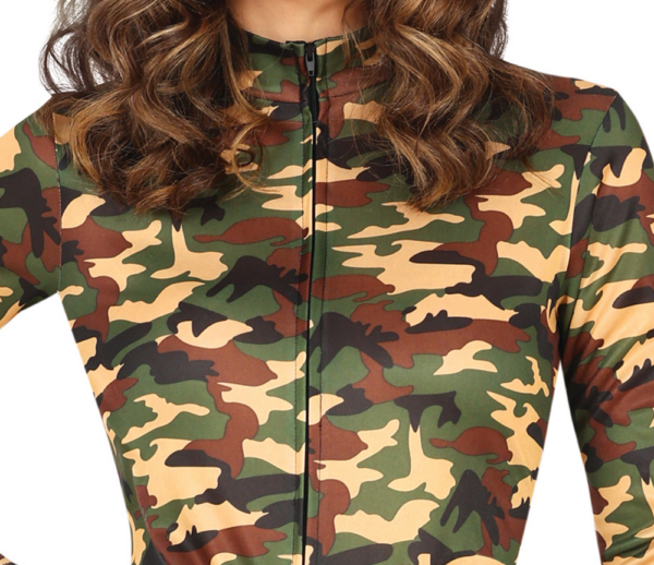 Military catsuit front view Military catsuit front view