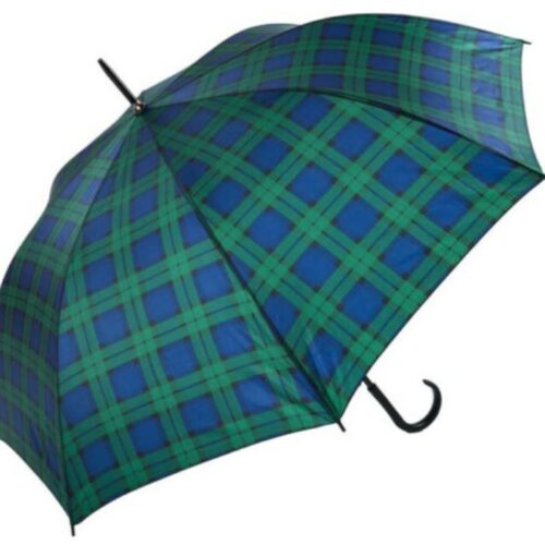 green tartan walking brolly