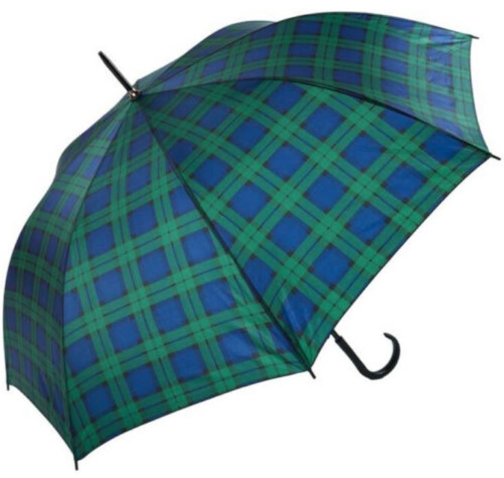 green tartan walking brolly