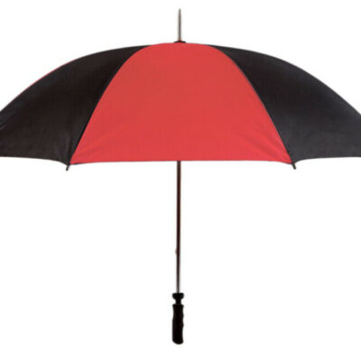 red black golf umbrella view