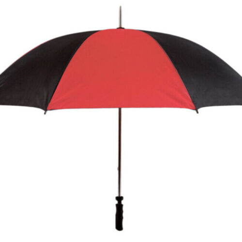 red black golf umbrella view