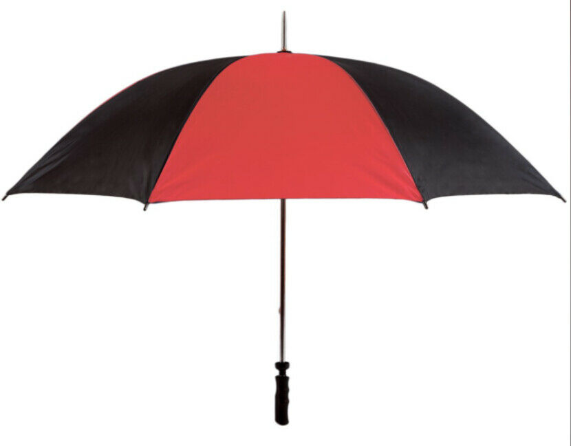 red black golf umbrella view