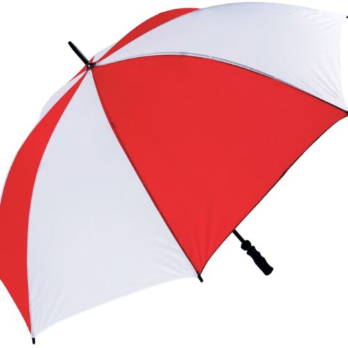 red golf umbrella