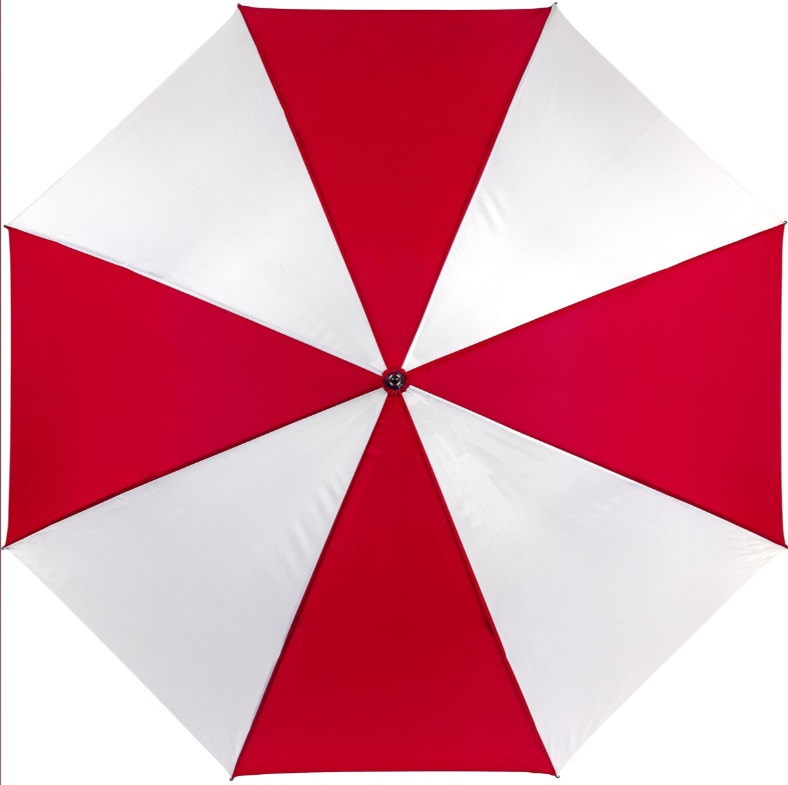 red golf umbrella top view