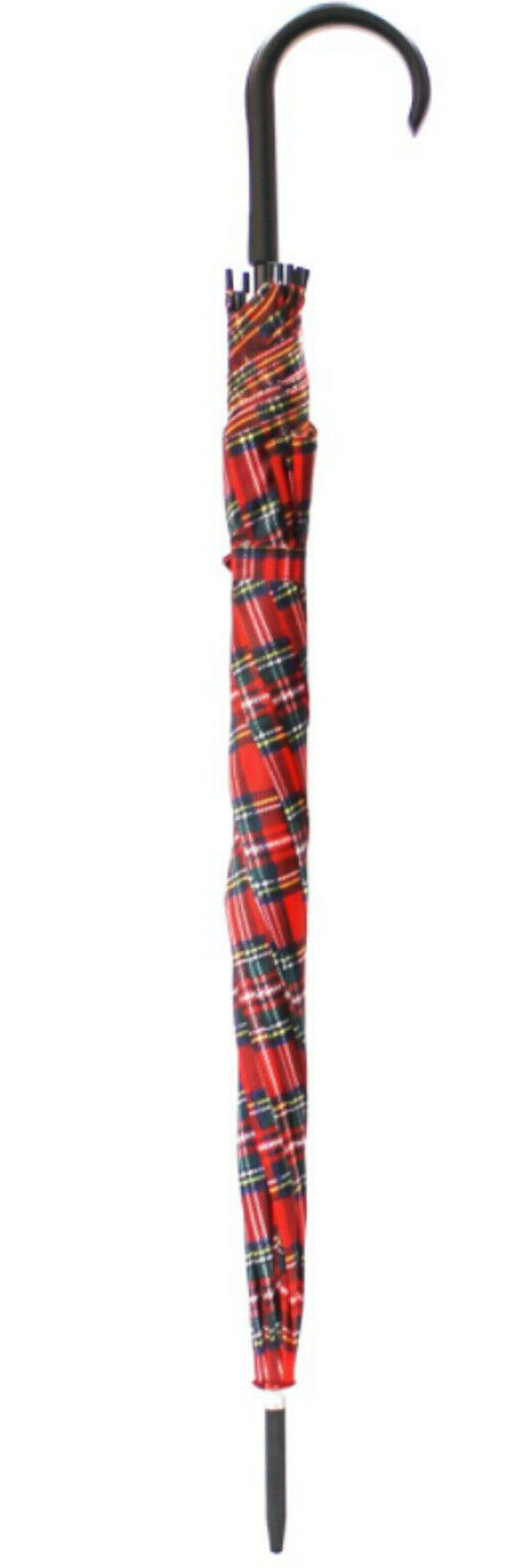 red tartan walking stick